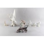 Property of a deceased estate - six Lladro figures of animals including a seagull & a dog;