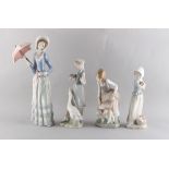 Property of a deceased estate - a Lladro figure of a lady with parasol; together with two Lladro