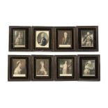 Property of a gentleman - a set of eight George III coloured mezzotints depicting members of the