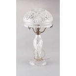 Property of a deceased estate - a cut glass table lamp & shade, 16.5ins. (42cms.) high (overall).