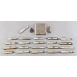 Property of a lady - a collection of 20 silver & mother-of-pearl folding fruit knives, Georgian &