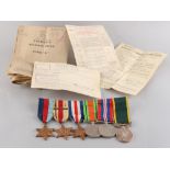 Property of a deceased estate - a group of six Second World War military medals awarded to 908963