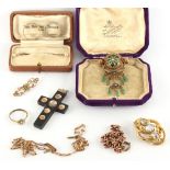 Property of a deceased estate - a bag containing assorted jewellery including a late 19th century