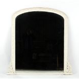 Property of a deceased estate - a Victorian white painted arched overmantel mirror, 53 by 52.