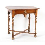 Property of a lady - an oak lowboy with frieze drawer & turned legs, parts 18th century, 30ins. (