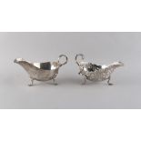 Property of a gentleman - a Victorian silver sauceboat with floral repousse decoration, Joseph