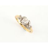 Property of a lady - an unmarked yellow gold diamond single stone ring, the round brilliant cut