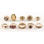 Property of a deceased estate - ten assorted gold dress rings, approximately 42.2 grams total (10).