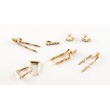 Property of a deceased estate - five pairs of 9ct gold dress earrings, and a single 9ct gold earring