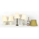 Property of a deceased estate - five assorted modern table lamps with shades (5).
