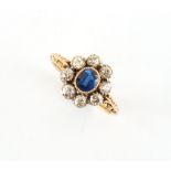 Property of a deceased estate - an 18ct yellow gold sapphire & diamond cluster ring, the estimated