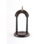 Property of a lady - a mid 19th century macassar ebony watch stand with turned bobbin columns &