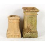 Property of a deceased estate - two buff terracotta chimneypots, the taller 25ins. (63.5cms.)