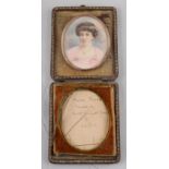 Property of a gentleman - an Edwardian oval portrait miniature on ivory depicting a lady, according