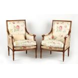 Property of a gentleman - a pair of modern French Louis XVI style carved beechwood & floral