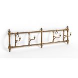 Property of a deceased estate - a late Victorian gilt brass folding coat rack, 23.5ins. (60cms.)