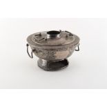 An early 20th century Chinese or Tibetan silver food warmer or hot pot, 6.7ins. (17cms.) diameter.