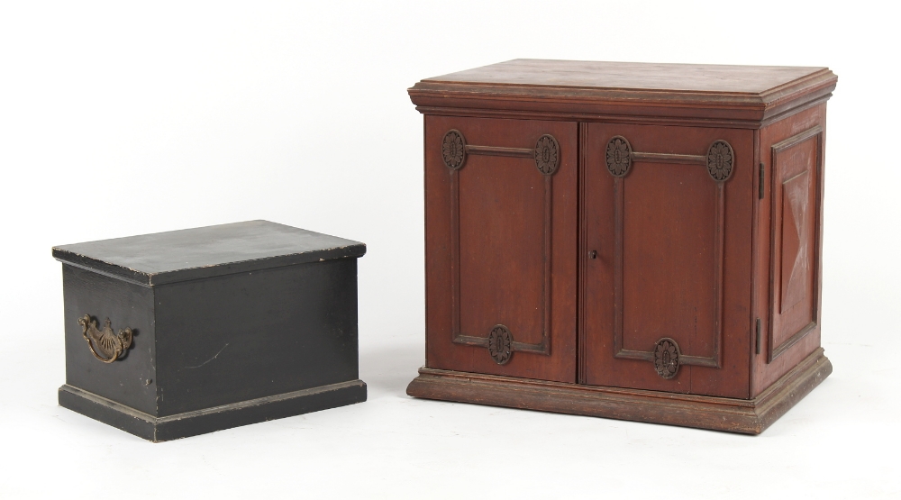 Property of a deceased estate - a late Victorian walnut panelled two-door table cabinet, 21.9ins. (