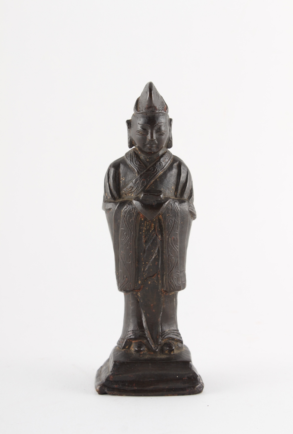 Property of a deceased estate - a Chinese bronze standing figure of a scholar or priest, Ming