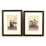 Property of a deceased estate - a pair of 19th century Chinese paintings on pith paper, each