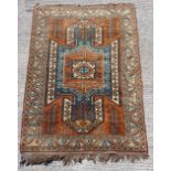 Property of a gentleman - a Turkish hand knotted rug of Kazak design, 91 by 63ins. (232 by 160cms.).