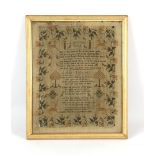 Property of a lady - a 19th century verse sampler entitled 'A mother's wish' and 'Golden