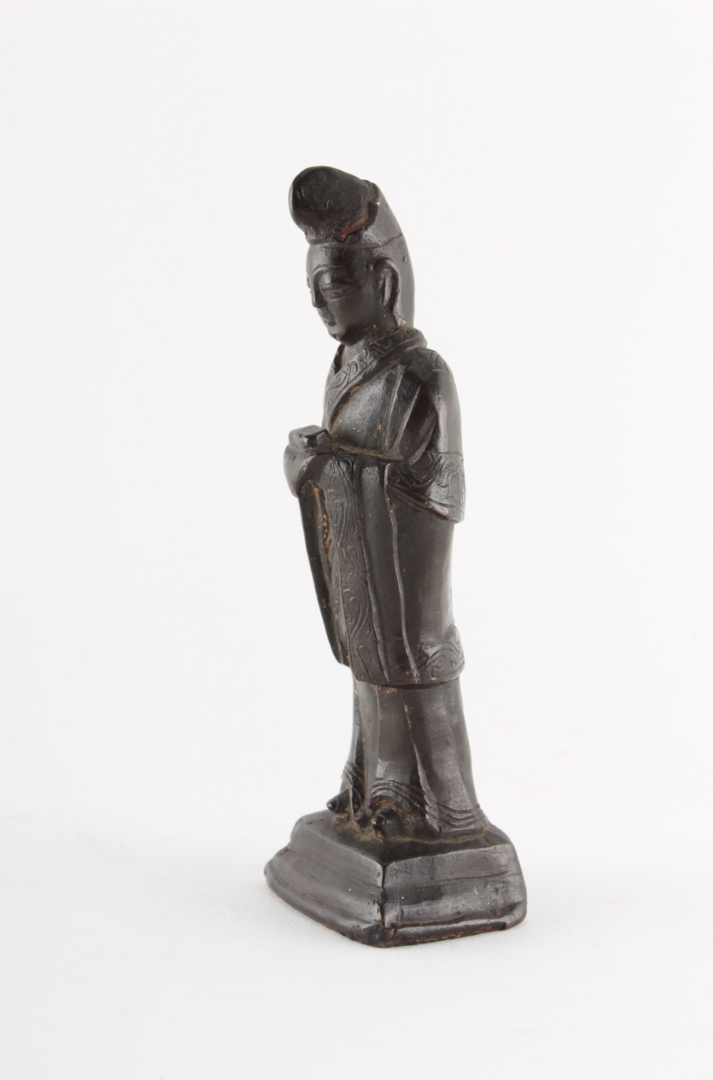 Property of a deceased estate - a Chinese bronze standing figure of a scholar or priest, Ming - Image 3 of 4