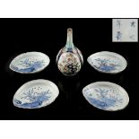 A set of four Japanese shell shaped dishes, Meiji period (1868-1912), 4-character marks to bases,