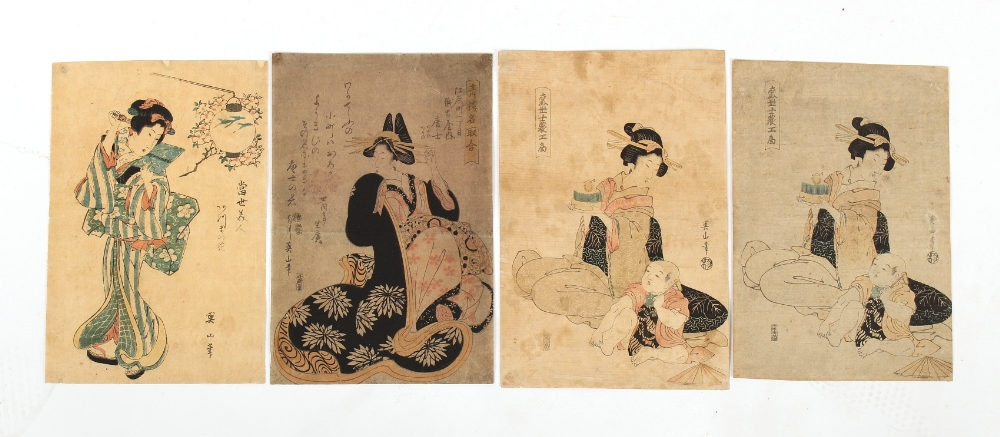 A collection of Japanese woodblock prints - Eizan Kikugawa (1787-1867) - Beauties - four, oban,