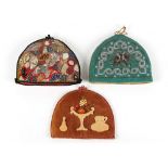 Property of a gentleman - two Victorian beadwork tea cosies, one decorated with Japanese figures;