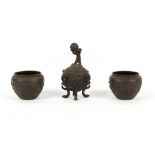 Property of a lady - a late 19th / early 20th century Japanese bronze koro, 11.8ins. (30cms.)