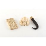 Property of a gentleman - a small 19th century Chinese Canton carved ivory card case, 2.95ins. (7.