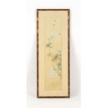 A Chinese painting on silk depicting butterflies above chrysanthemums, early 20th century, the