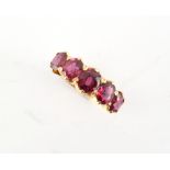 A late 19th / early 20th century 18ct yellow gold certificated unheated Thai ruby five stone ring,