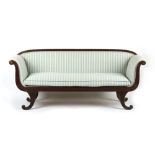 Property of a gentleman - an early 19th century Regency period mahogany sofa with later pale blue