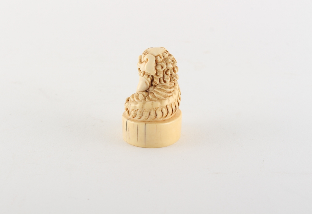 Property of a gentleman - a Chinese carved ivory chop seal modelled as a seated Buddhistic lion, - Image 2 of 3