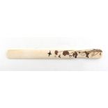 Property of a gentleman - a Japanese Shibayama style inlaid ivory paper knife, Meiji period (1868-