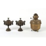 Property of a gentleman - a pair of late 19th / early 20th century French spelter urns & covers, 8.