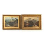 Property of a deceased estate - English school, late 19th century - MOUNTAIN LANDSCAPES WITH LAKE