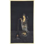 Property of a gentleman - an early 20th century Chinese scroll painting depicting Guanyin, the