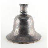 An Indian Deccan bidri ware bell shaped huqqa or hookah base, 19th century, 6.7ins. (17cms.) high.
