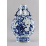 A 19th century Chinese blue & white moon flask, apocryphal Kangxi 4-character mark, 9.85ins. (