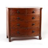 Property of a deceased estate - a Victorian mahogany bow-fronted chest of drawers with scroll