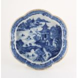An 18th century Chinese Qianlong period blue & white spoon tray, of hexalobed form, 5.2ins. (13.