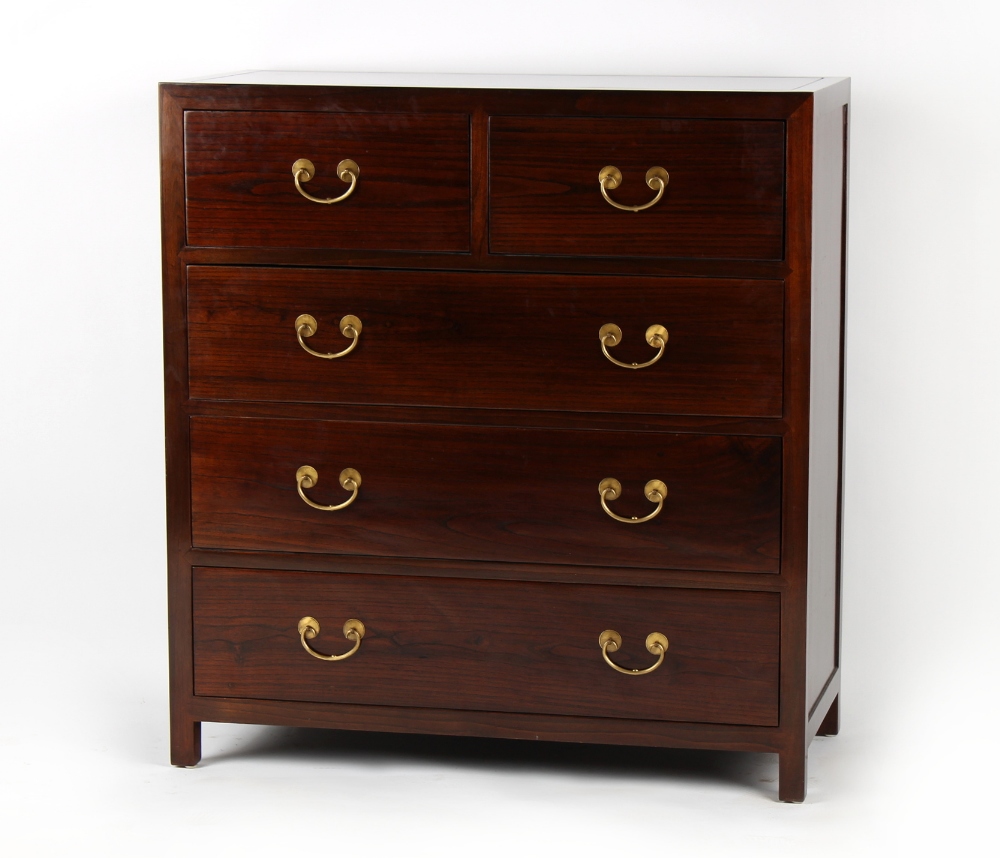 Property of a gentleman - a modern Far Eastern chest of two short & three long drawers, 43.2ins. (