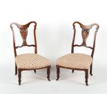 Property of a deceased estate - a pair of Edwardian rosewood & marquetry inlaid nursing chairs (2).