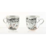Property of a gentleman - a pair of Chinese European subject cups, Qianlong period (1736-1795),