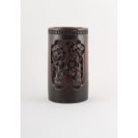 Property of a lady - a Chinese bamboo brush pot, bitong, late 17th / early 18th century, with carved