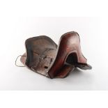 Property of a gentleman - a 19th century Chinese or Tibetan saddle with red painted decoration, 16.
