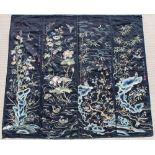 A set of four late 19th / early 20th century Chinese embroidered silk panels depicting pond scenes &